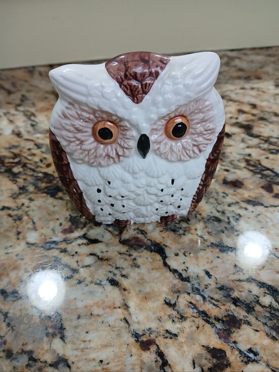 Other - Ceramic Owl Figurine in White and Brown